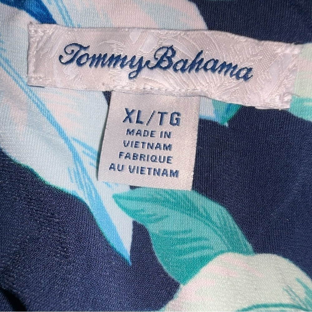 TOMMY BAHAMA Clara Legendary Leaves Faux-Wrap Halter Dress - XL Island Navy - Picture 13 of 14
